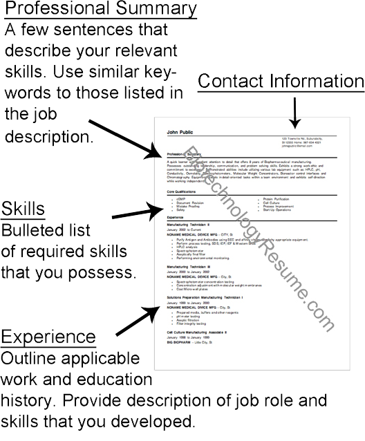 Biotech Resume Format