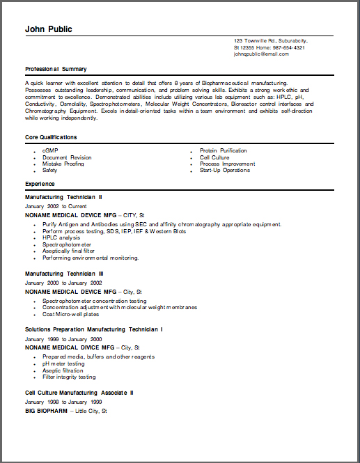 Biotechnology student resume sample